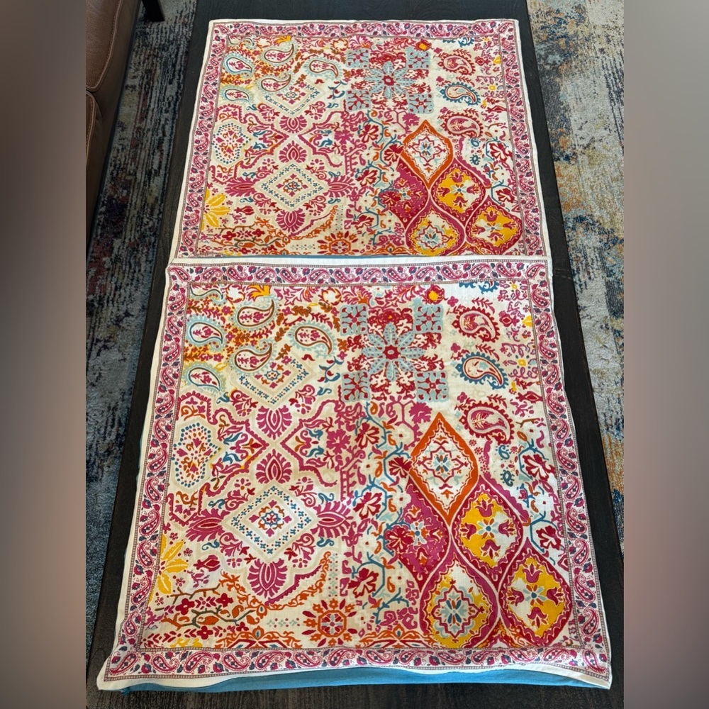 Lauren Ralph Lauren Boho Patchwork Paisley Bohemian Pillow Cover, 24” Square - Picture 2 of 14